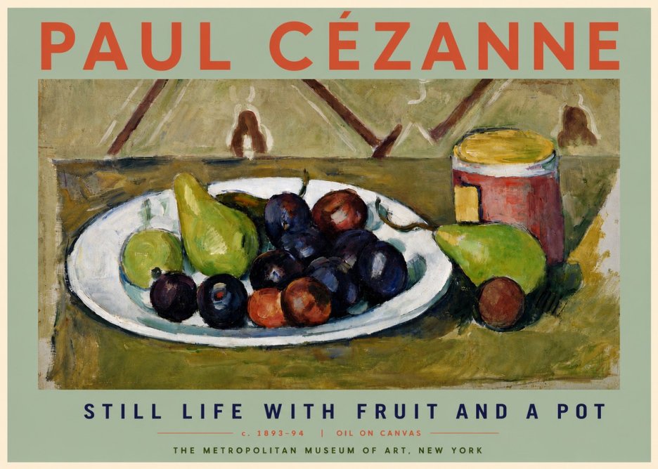 Paul Cézanne Still Life with Fruit and a Pot No6 - Affiche