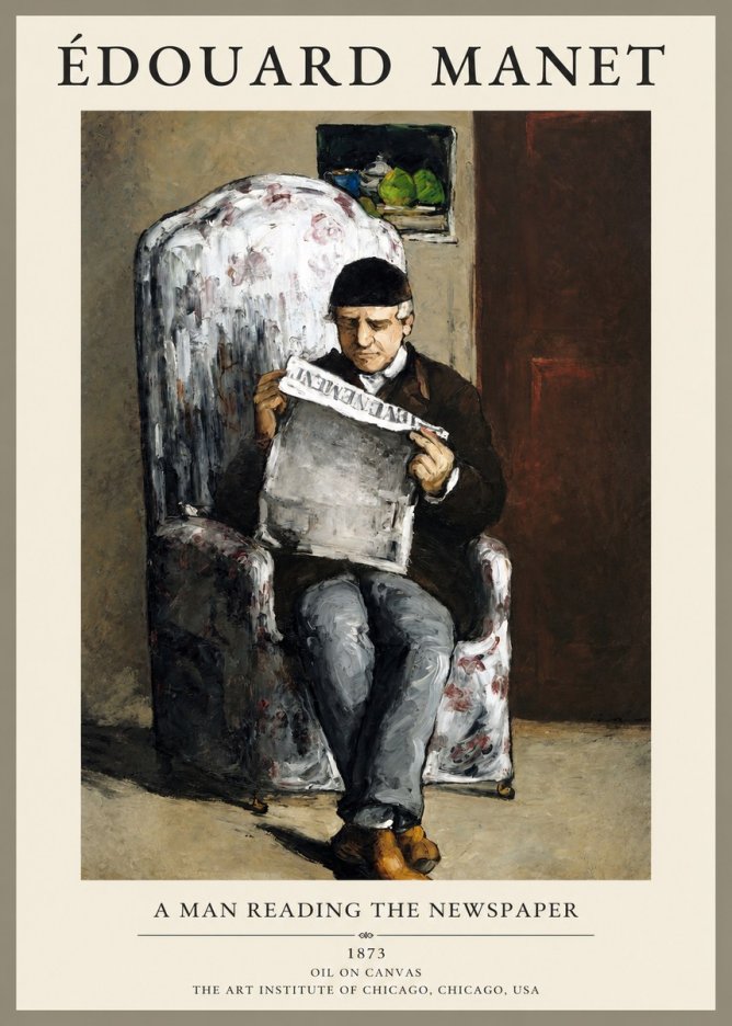 Édouard Manet A Man Reading the Newspaper No1 - Affiche