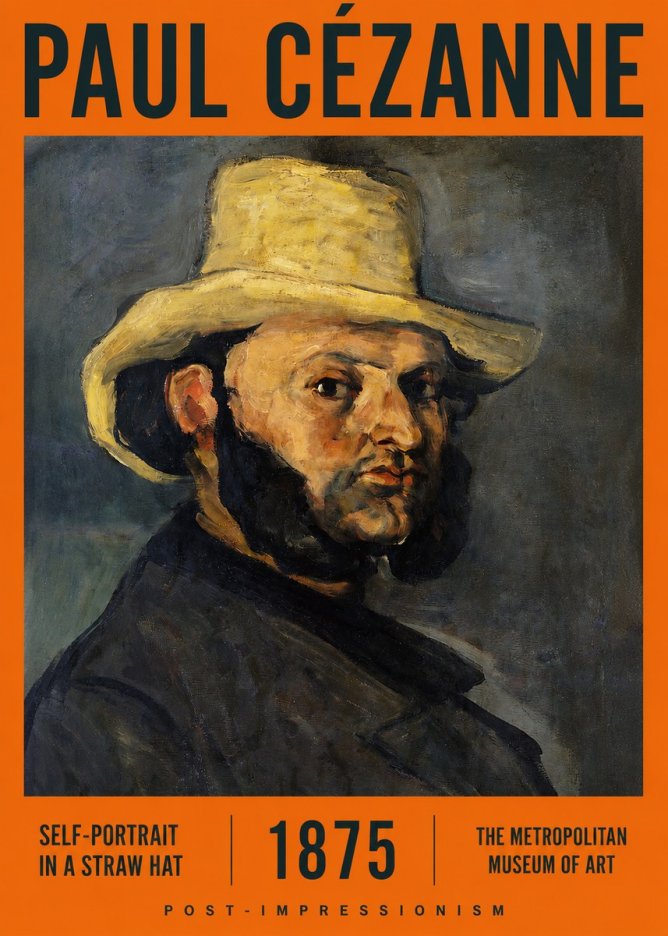 Paul Cézanne Self-portrait in a Straw Hat No2 - Affiche