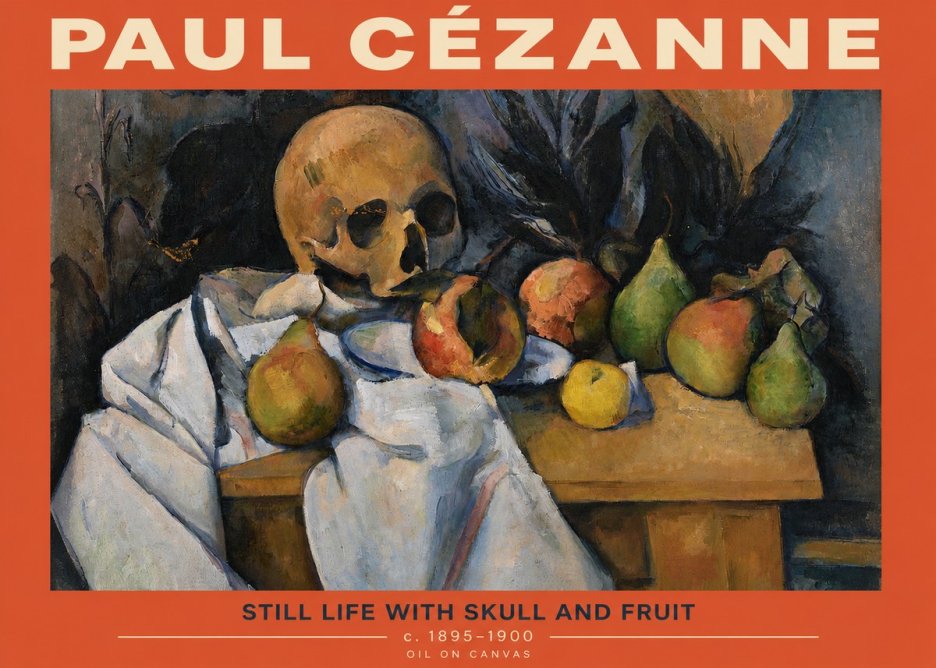 Paul Cézanne Still Life with Skull and Fruit No2 - Affiche