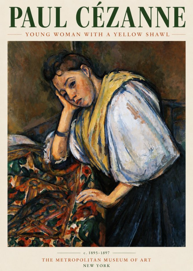 Paul Cézanne Young Woman with a Yellow Shawl No3 - Affiche