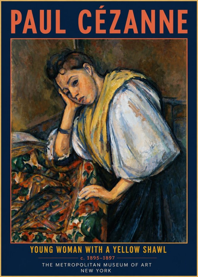 Paul Cézanne Young Woman with a Yellow Shawl No4 - Affiche