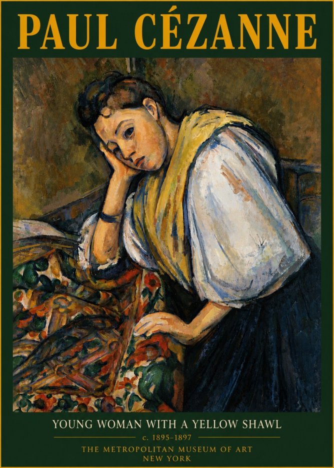 Paul Cézanne Young Woman with a Yellow Shawl No6 - Affiche