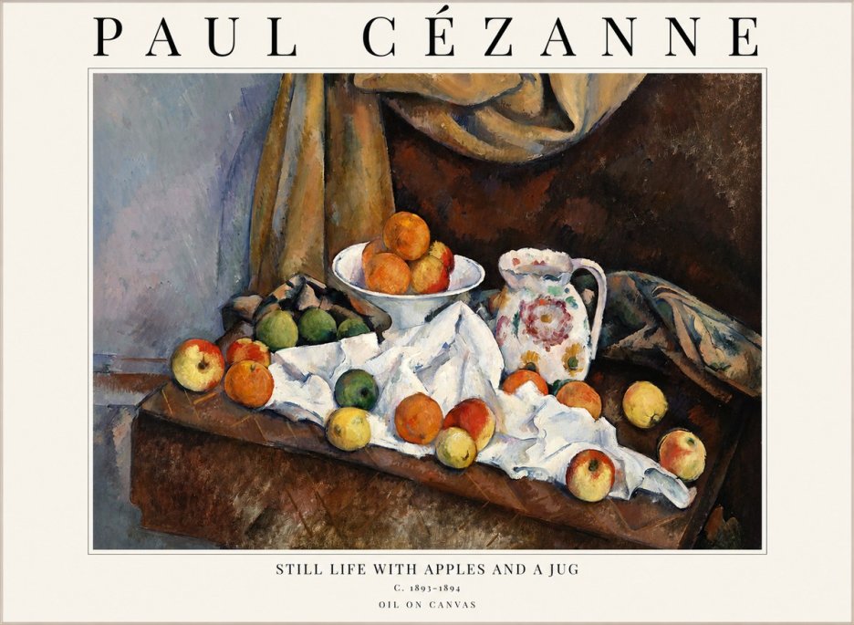 Paul Cézanne Still Life with Apples and a Jug No1 - Affiche