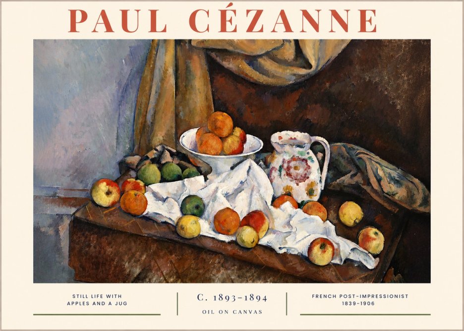 Paul Cézanne Still Life with Apples and a Jug No2 - Affiche