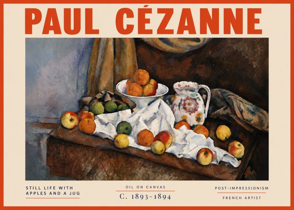 Paul Cézanne Still Life with Apples and a Jug No5 - Affiche