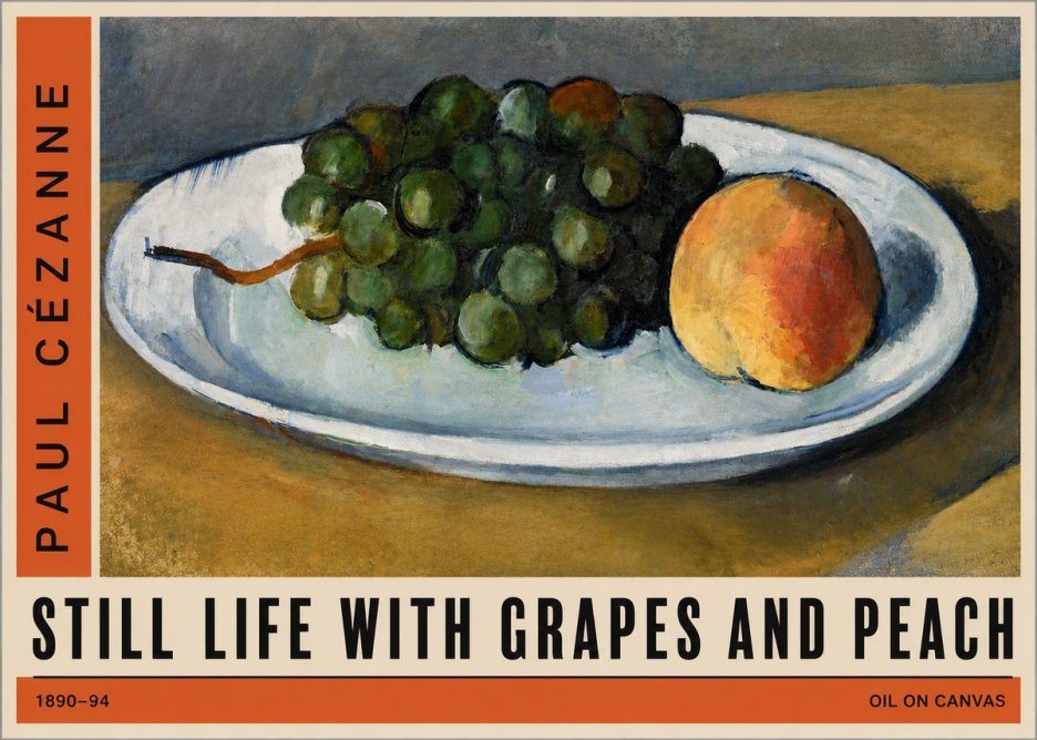 Paul Cézanne Still Life with Grapes and Peach No2 - Affiche