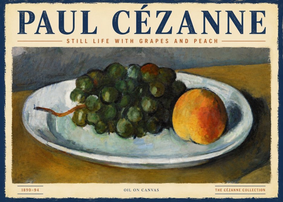 Paul Cézanne Still Life with Grapes and Peach No4 - Affiche