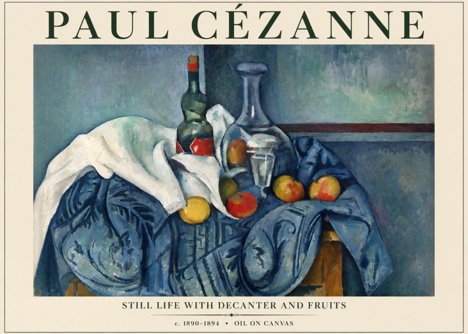 Paul Cézanne Still Life with Decanter and Fruits No3 - Affiche