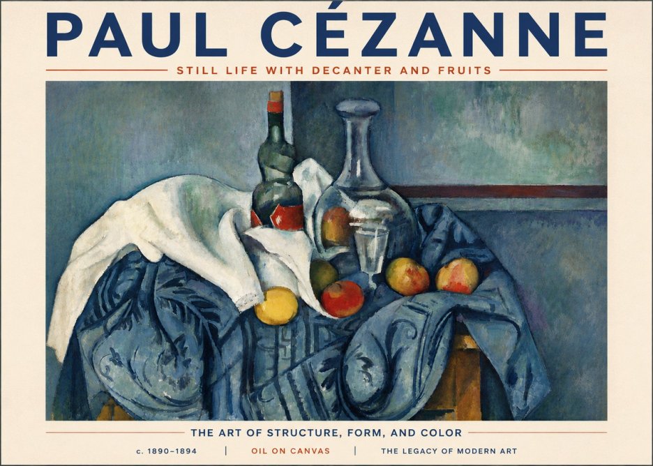 Paul Cézanne Still Life with Decanter and Fruits No6 - Affiche