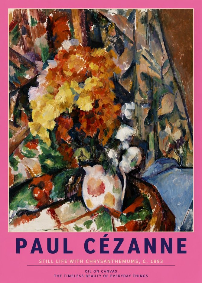 Paul Cézanne Still Life with Chrysanthemums No3 - Affiche