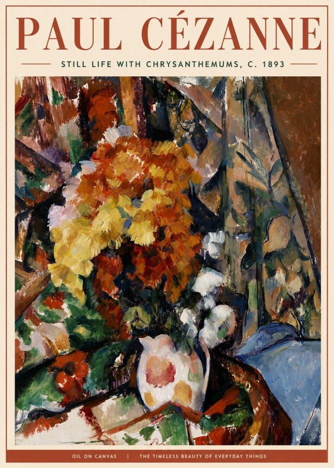 Paul Cézanne Still Life with Chrysanthemums No4 - Affiche