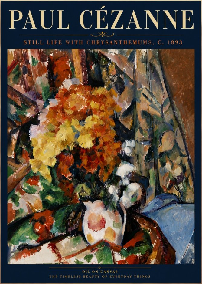 Paul Cézanne Still Life with Chrysanthemums No6 - Affiche