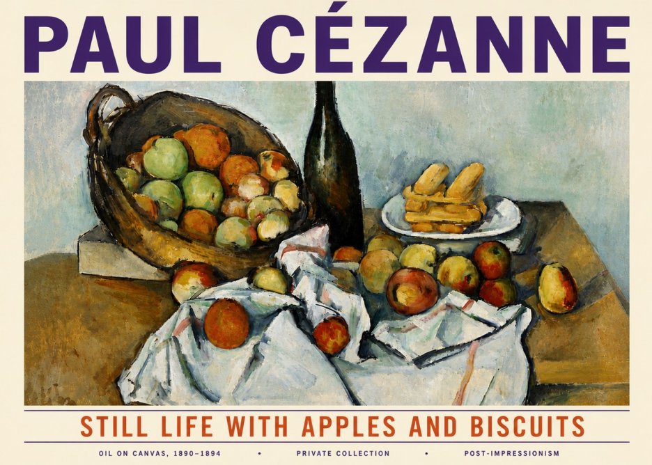 Paul Cézanne Still Life with Apples and Biscuits No6 - Affiche