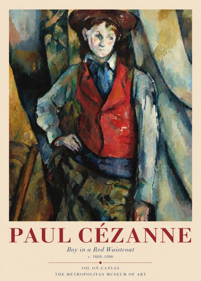 Paul Cézanne Boy in a Red Waistcoat No1 - Affiche