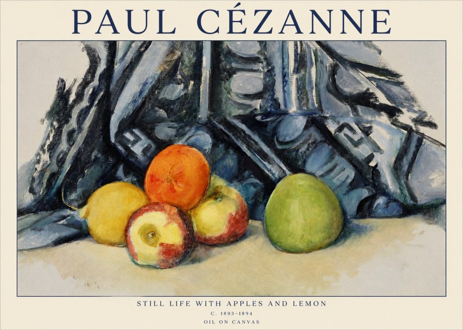 Paul Cézanne Still Life with Apples and Lemon No1 - Affiche