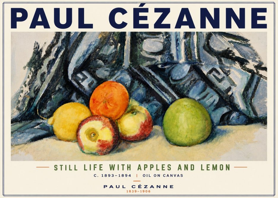 Paul Cézanne Still Life with Apples and Lemon No6 - Affiche