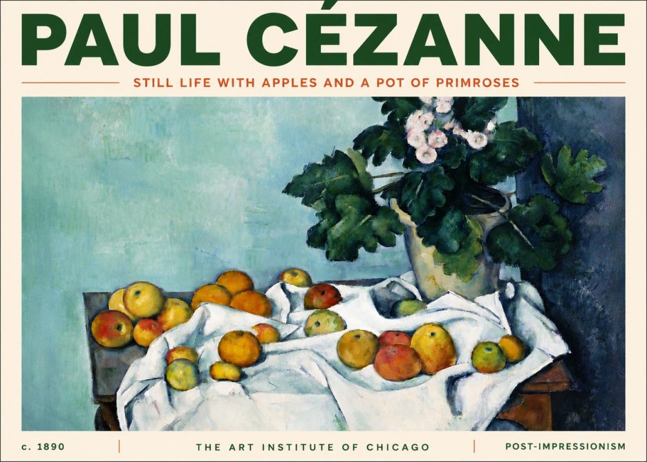 Paul Cézanne Still Life with Apples and a Pot of Primroses No5 - Affiche