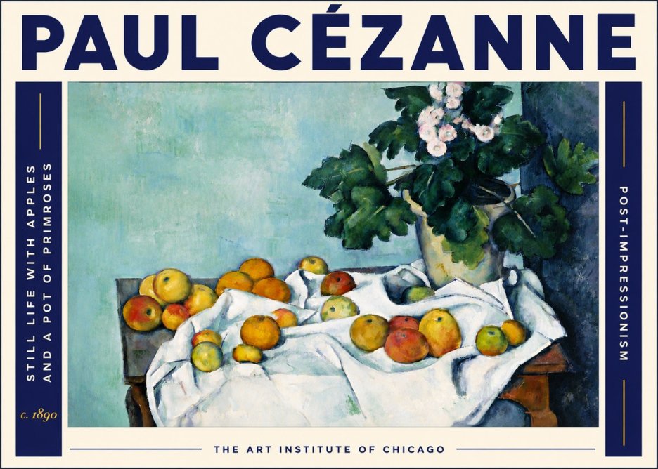 Paul Cézanne Still Life with Apples and a Pot of Primroses No6 - Affiche