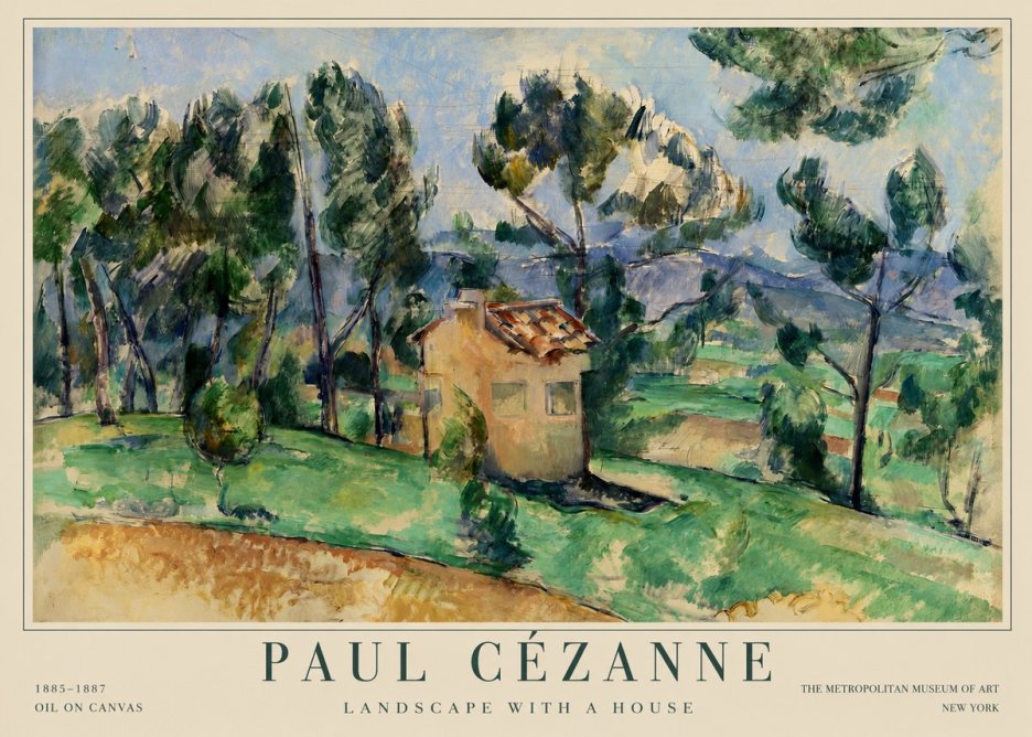 Paul Cézanne Landscape with a House No1 - Affiche