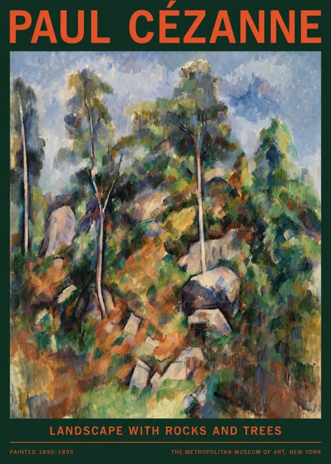 Paul Cézanne Landscape with Rocks and Trees No2 - Affiche