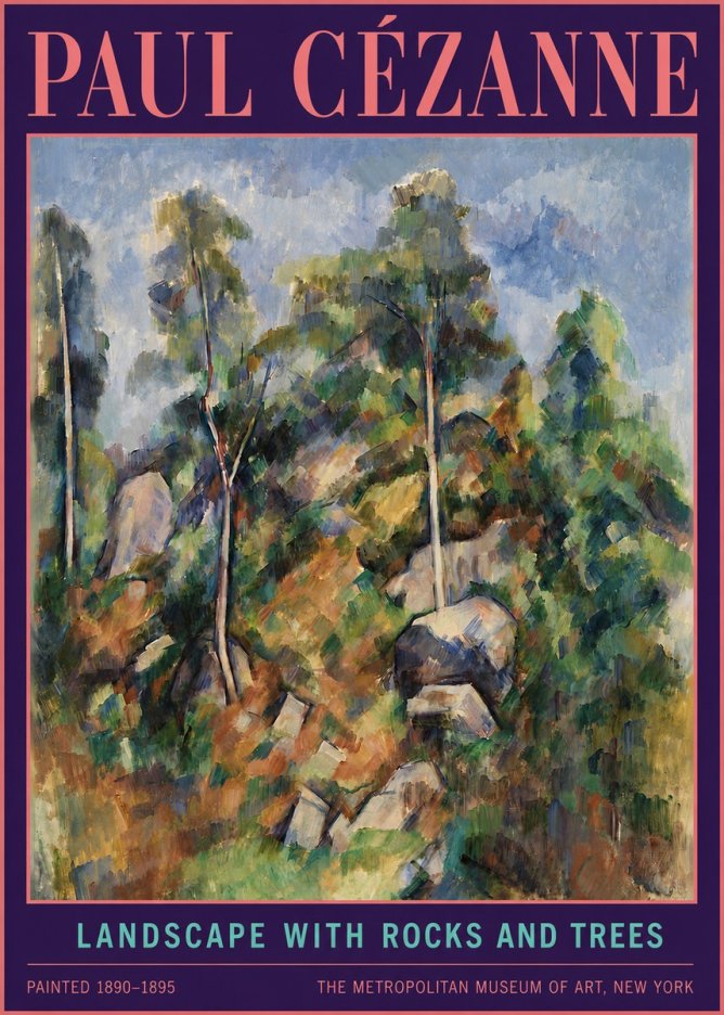 Paul Cézanne Landscape with Rocks and Trees No4 - Affiche