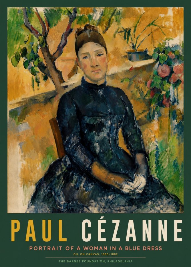 Paul Cézanne Portrait of a Woman in a Blue Dress No2 - Affiche