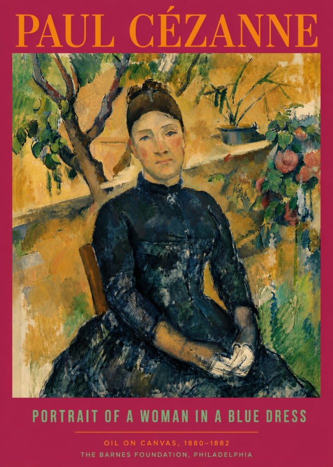 Paul Cézanne Portrait of a Woman in a Blue Dress No5 - Affiche