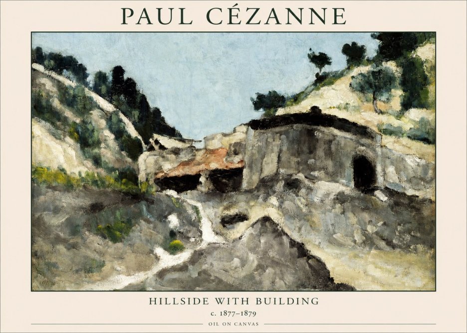 Paul Cézanne Hillside with Building No1 - Affiche