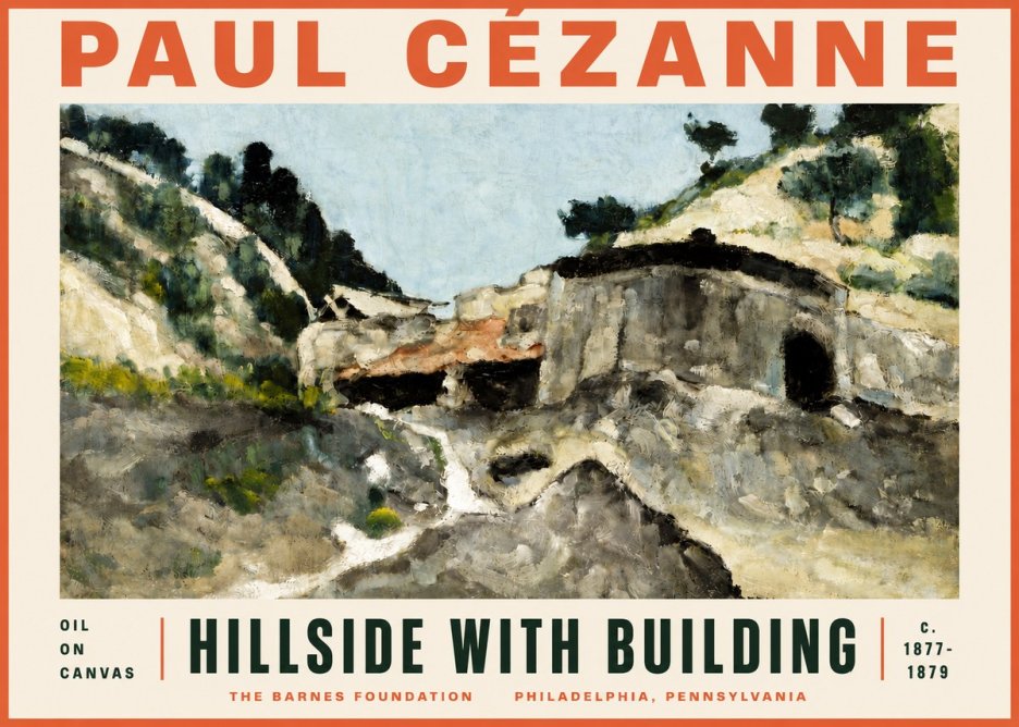 Paul Cézanne Hillside with Building No5 - Affiche