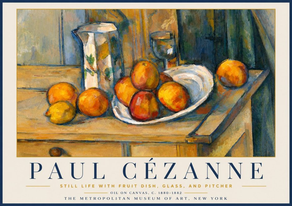 Paul Cézanne Still Life with Fruit Dish, Glass, and Pitcher No6 - Affiche