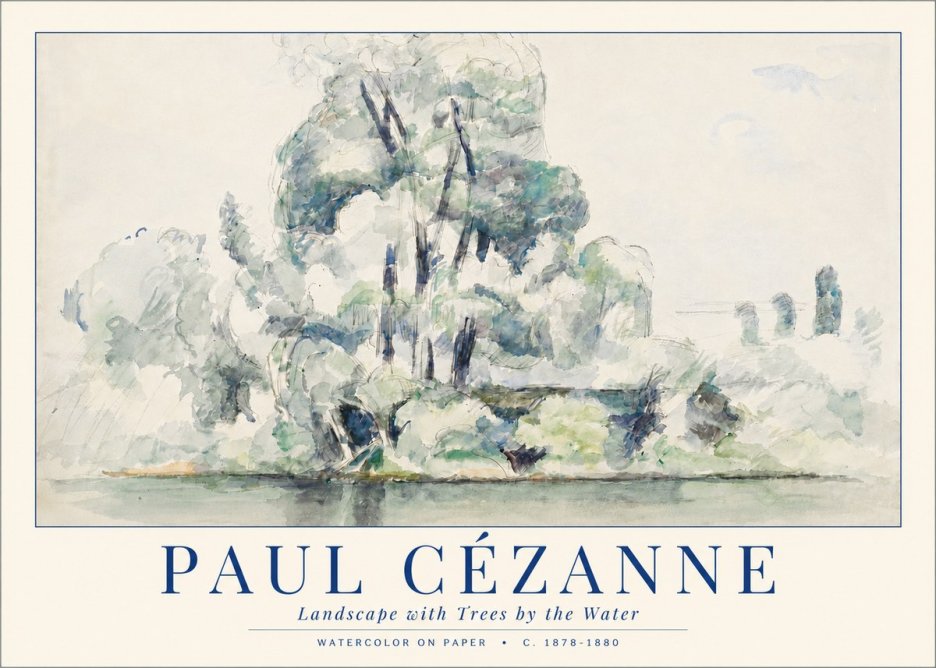 Paul Cézanne Landscape with Trees by the Water No3 - Affiche