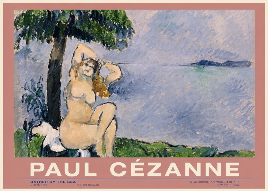 Paul Cézanne Bather by the Sea No3 - Affiche