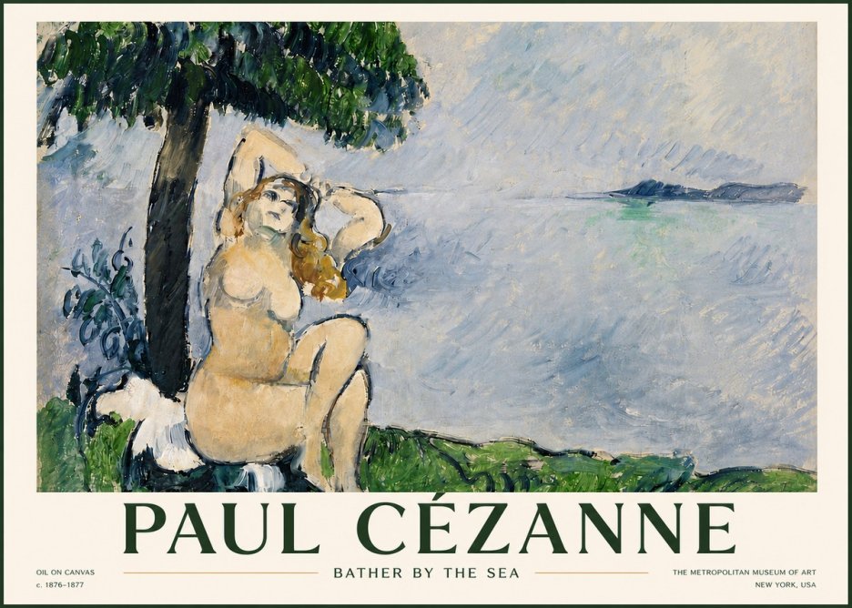 Paul Cézanne Bather by the Sea No4 - Affiche
