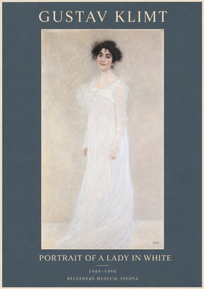 Klimt Portrait of a Lady in White No3 - Affiche