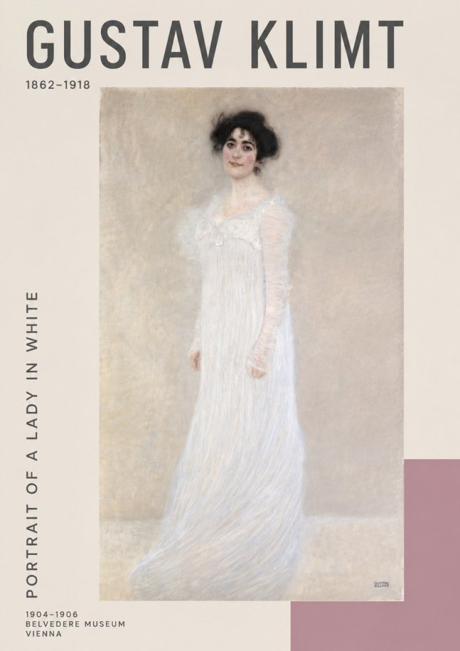 Klimt Portrait of a Lady in White No4 - Affiche