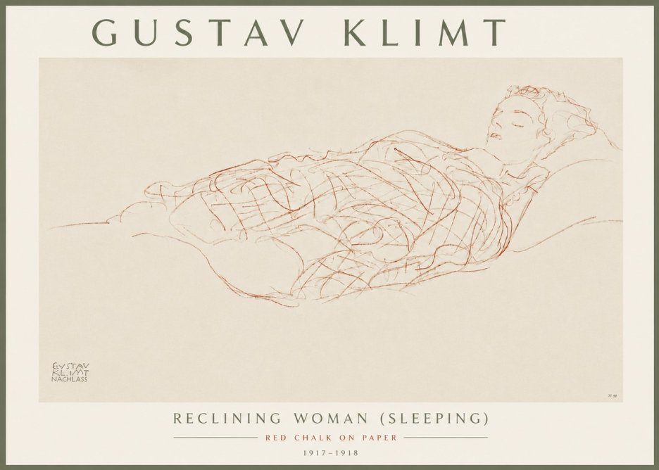 Klimt Reclining Woman (Sleeping) I No6 - Affiche