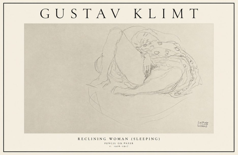 Klimt Reclining Woman (Sleeping) II No1 - Affiche