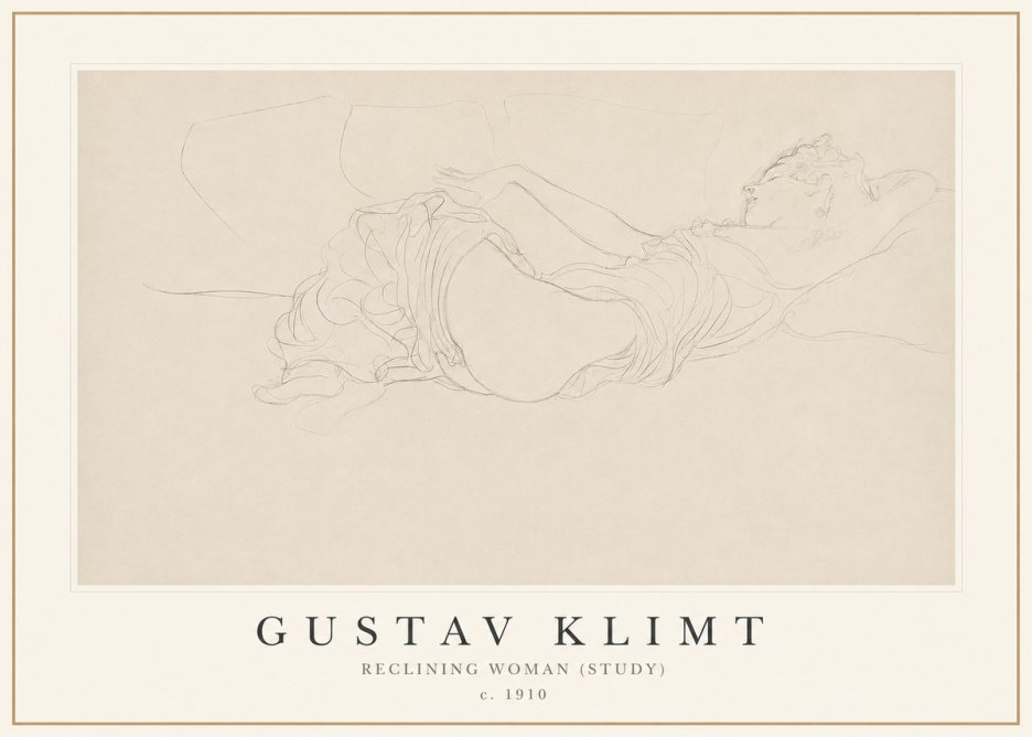 Klimt Reclining Woman (Study) No1 - Affiche