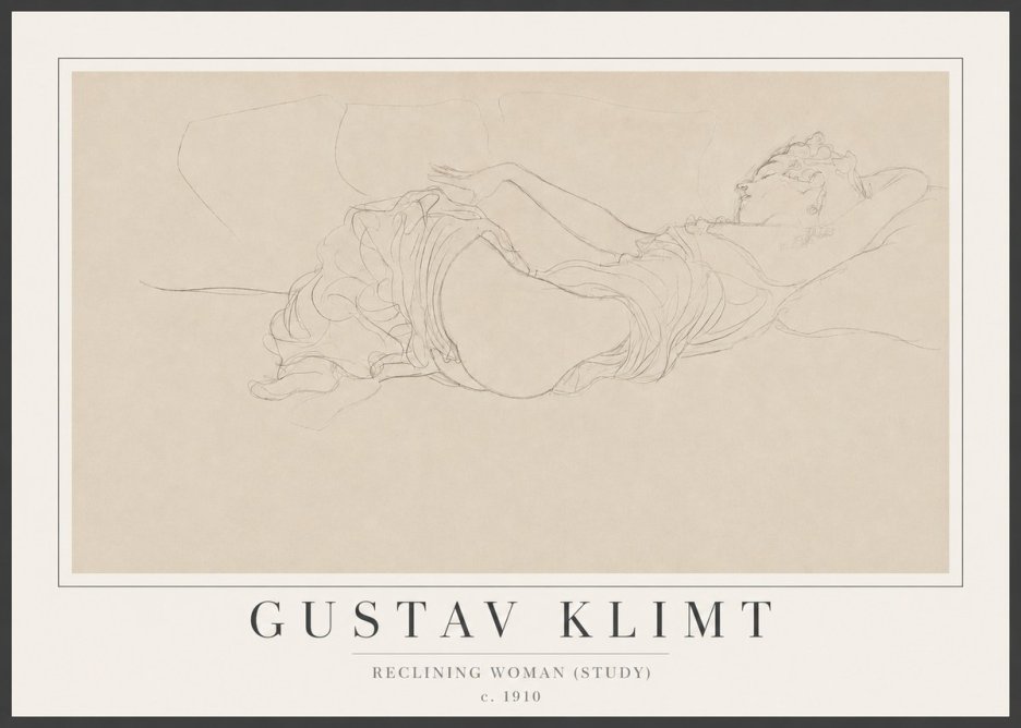 Klimt Reclining Woman (Study) No2 - Affiche