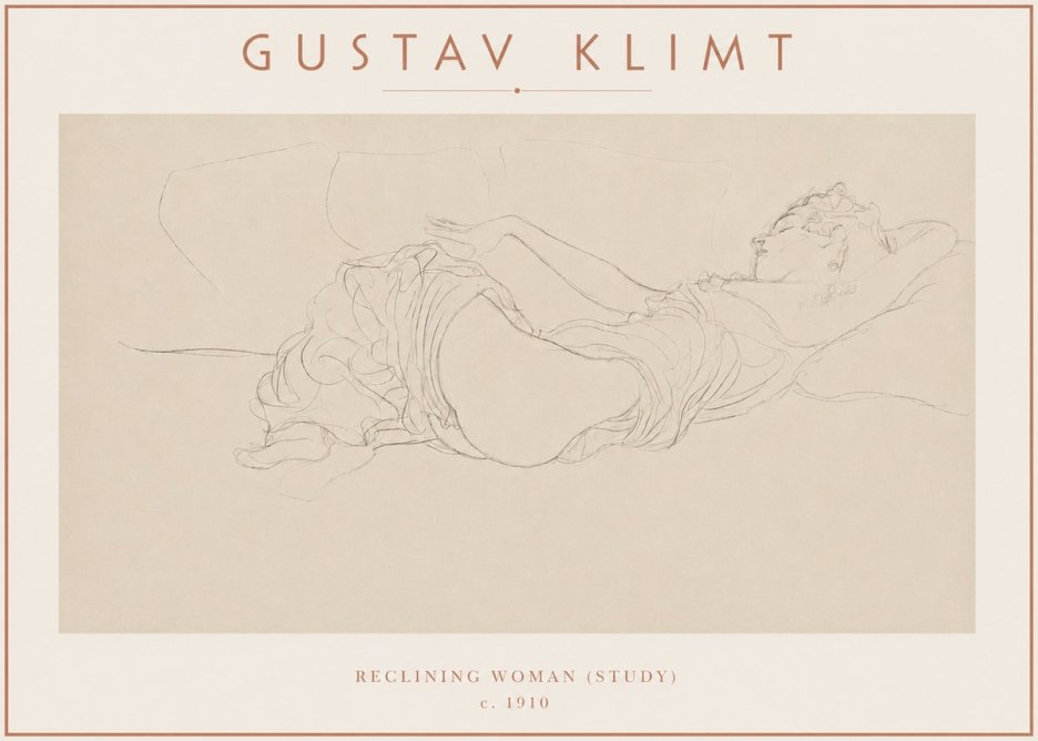 Klimt Reclining Woman (Study) No3 - Affiche