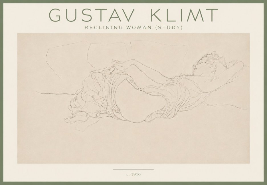 Klimt Reclining Woman (Study) No4 - Affiche