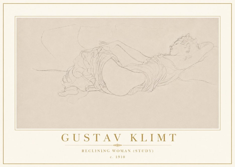 Klimt Reclining Woman (Study) No5 - Affiche