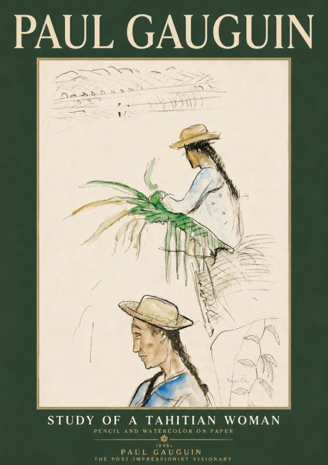 Paul Gauguin Study of a Tahitian Woman I No4 - Affiche