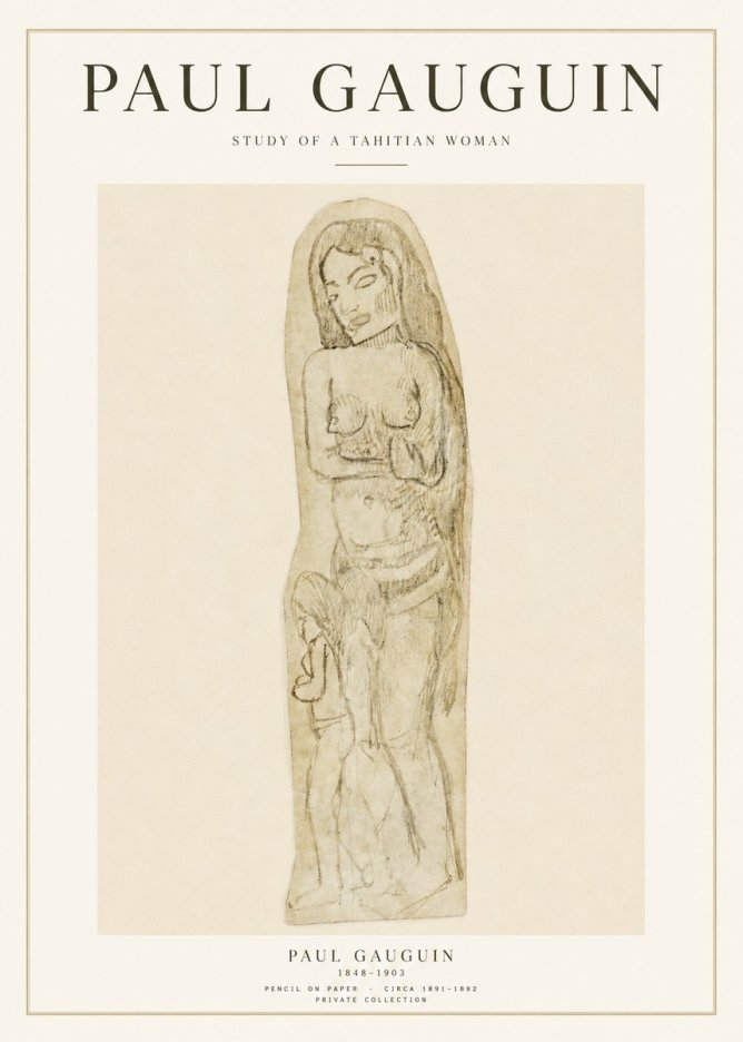 Paul Gauguin Study of a Tahitian Woman II No1 - Affiche