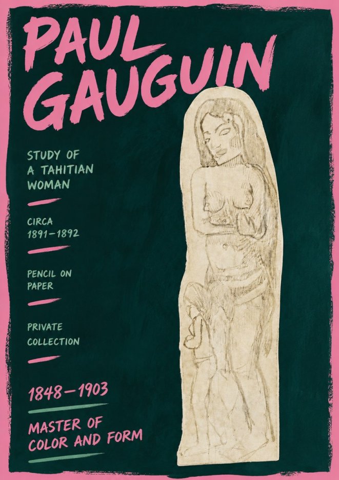 Paul Gauguin Study of a Tahitian Woman II No5 - Affiche