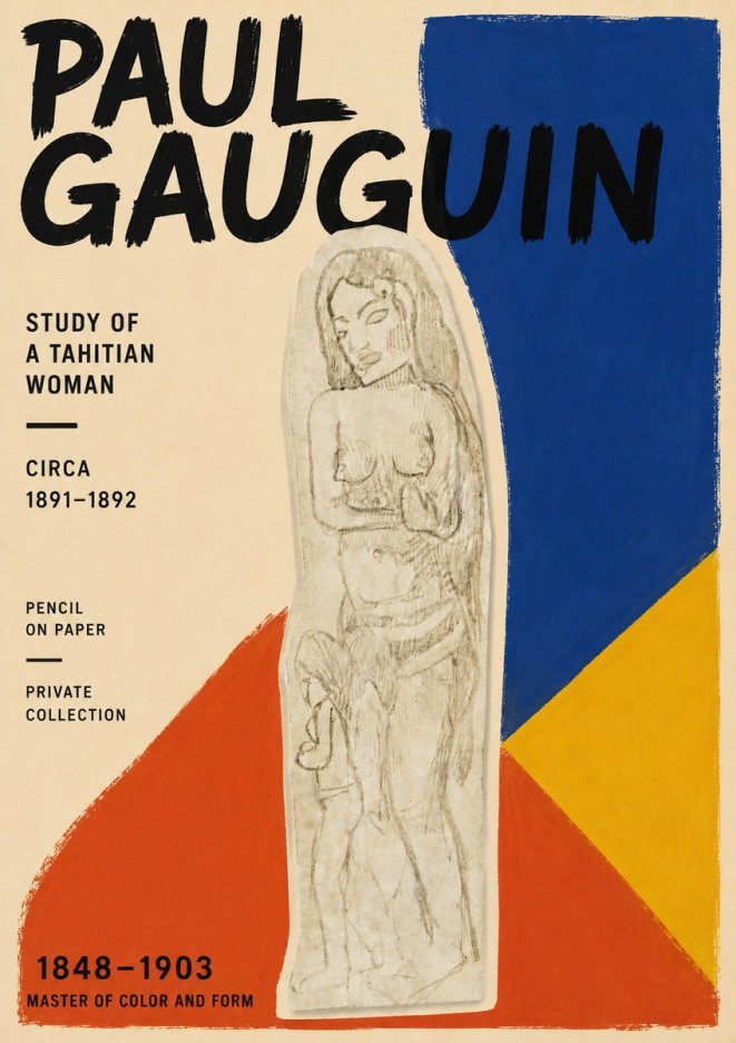 Paul Gauguin Study of a Tahitian Woman II No6 - Affiche