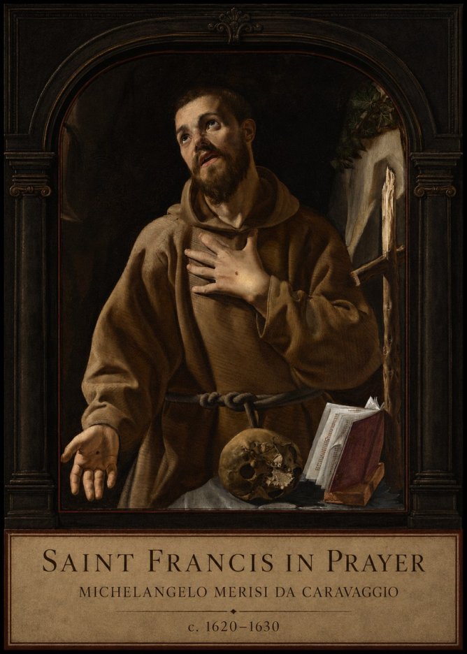Michelangelo Merisi da Caravaggio Saint Francis in Prayer I No3 - Affiche