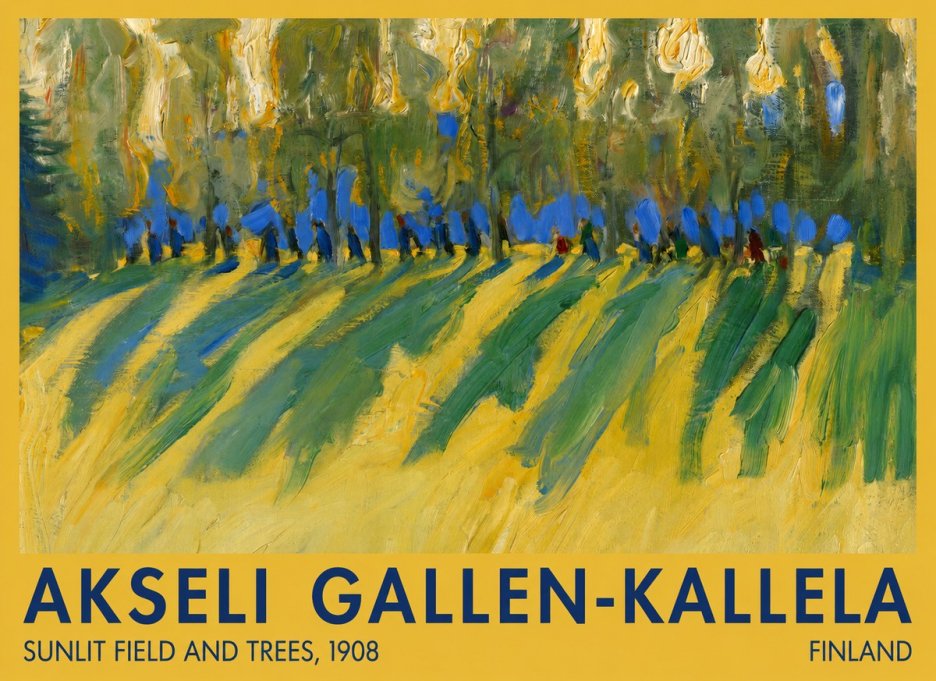 Akseli Gallen-Kallela Sunlit Field and Trees No1 - Affiche