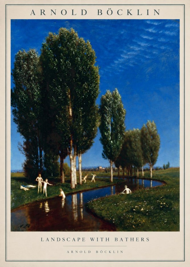 Arnold Böcklin Landscape with Bathers No5 - Affiche